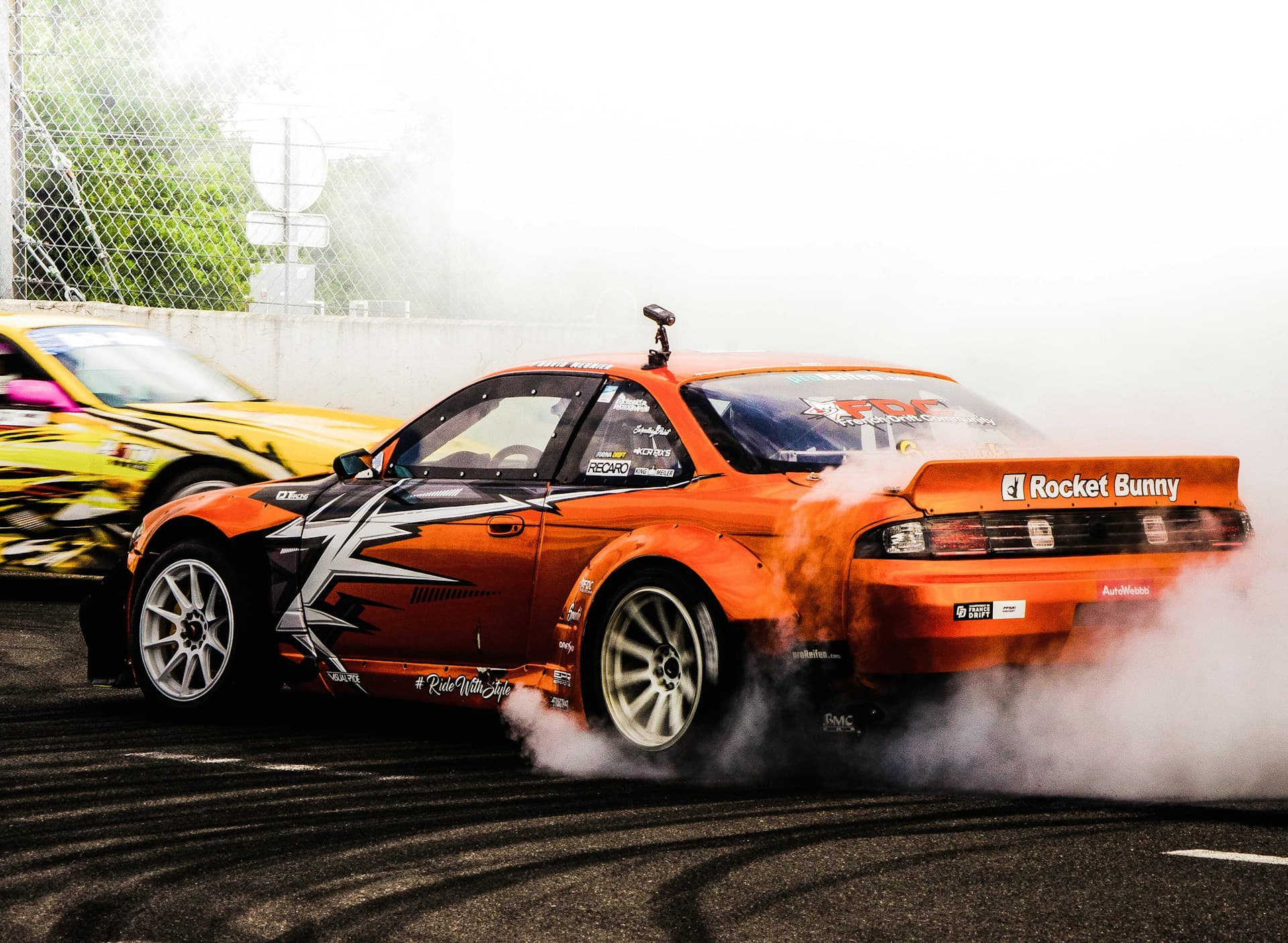 Drift car in smoke